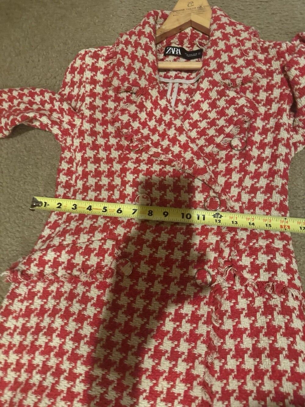 ZARA Houndstooth Textured Tweed Double Breasted Bloggers - Emily in Paris Size M - Picture 10 of 10